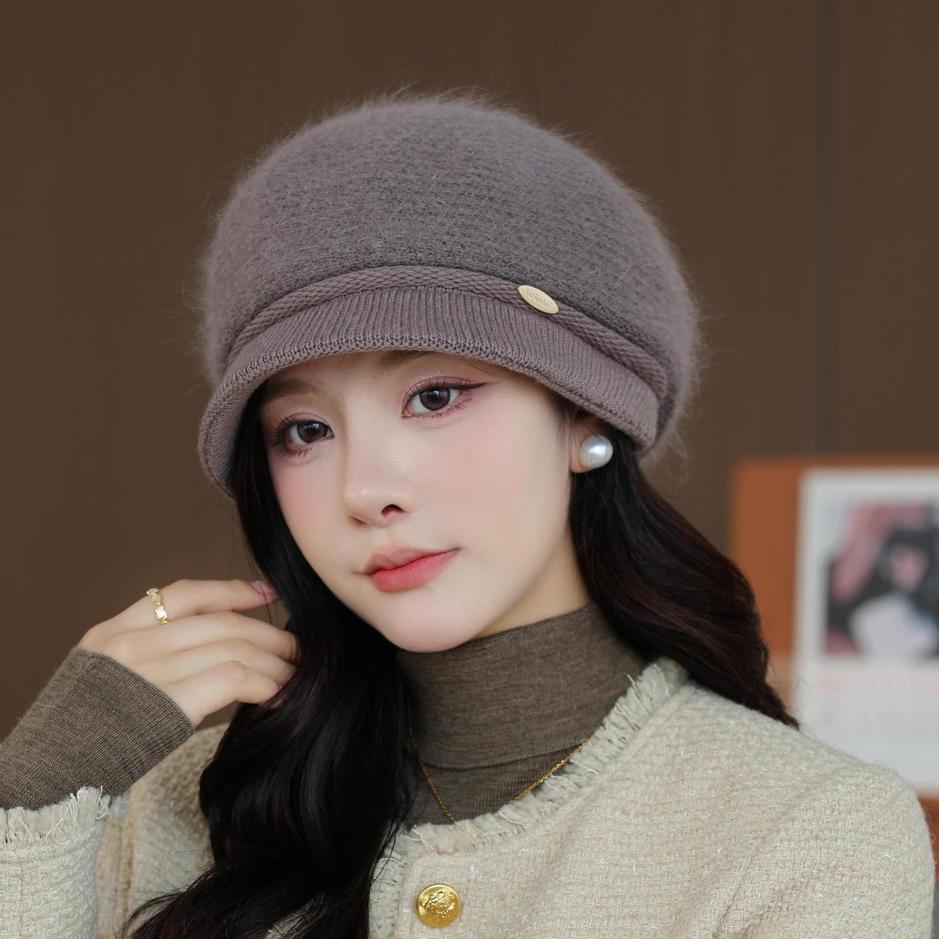 

New Middle-aged and Elderly Women s Knitted Basin Hat Autumn and Winter Outdoor Cycling Warm Wool Hat One Size хаки