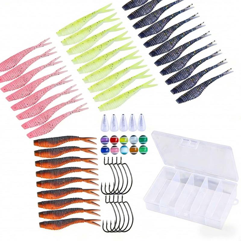 Lure Set for Mandarin Fish and Topmouth Culter, Specialized for Micro Casting, Anti-Hooking, Threaded CoilTSoft Tail Bait Fake B