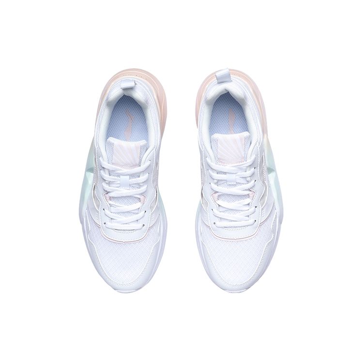Li-Ning Shock Absorbing Non-Slip Wear-Resistant Low-Top Running Shoes Women Sneakers White Apricot AGCR074-4
