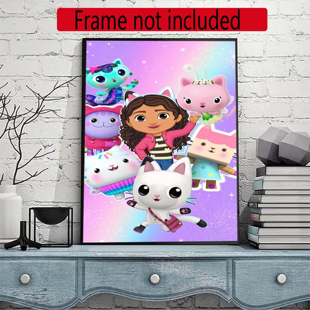 Cartoon Cute Gabbys Style 5D Diamond Painting Round Diamond Rhinestones Mosaic Diamond Embroidery Wall Paintings Rhinestones Gift Frameless