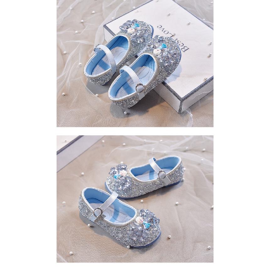 Children's Princess Shoes Crystal Shoes Elsa Dress Shoes Spring and Autumn New Girls' Leather Shoes Soft Sole Baby Single Shoes