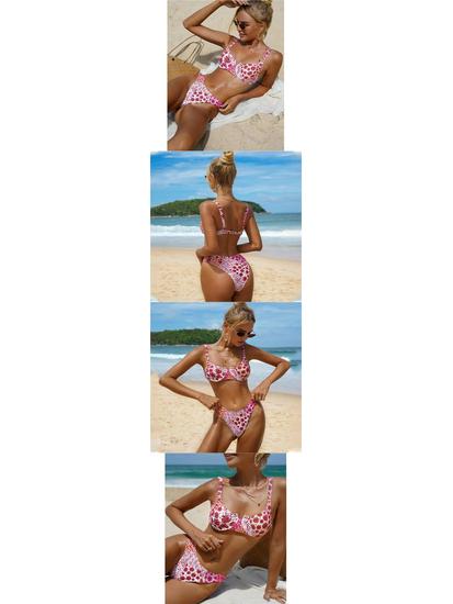 2024 Floral Print Push-Up Bikini with Steel Underwire - Women's Slimming European & American Two-Piece Swimsuit