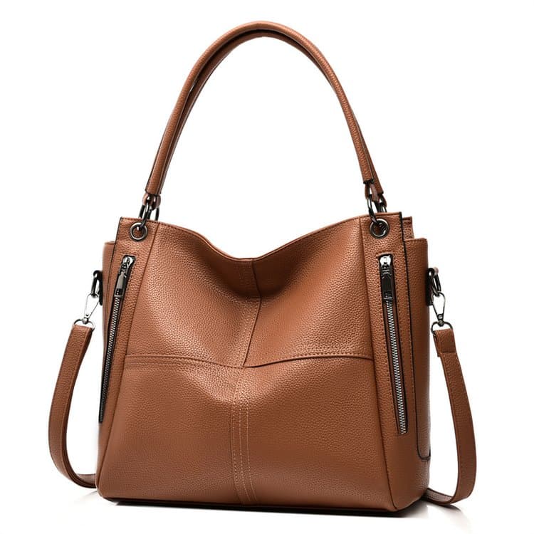 

Lychee Pattern Bucket Bag Women s Portable Messenger Bag коричневий