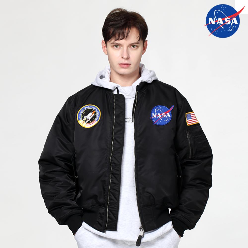 Nasa Unisex Reversible Two-Way Ma-1 Jacket Blouson Bomber Jacket Outerwear [Light Gray]
