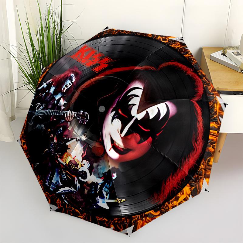 Зонт-трость с обложкой альбома группы KISS, портативный складной зонт-трость для мужчин и женщин, S103