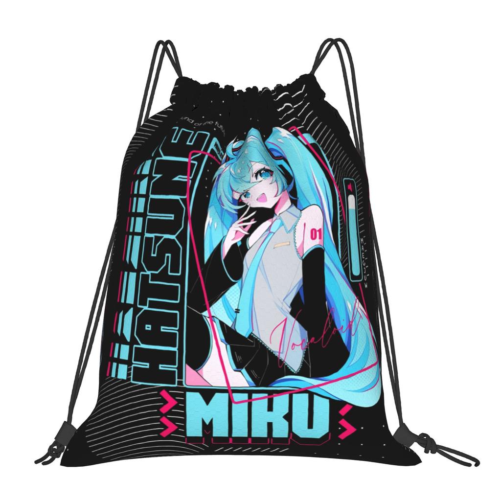 Bolsas con Cordón Personalizadas de Hatsune Anime Miku para Compras Mochilas de Yoga Hombres Mujeres Bonitas Deportivas Gimnasio Mochila Saco