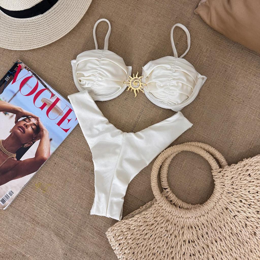 Push-Up Badeanzüge Damen Badeanzüge 2026 Sexy Brasilianisches Bikini-Set Tanga Micro-Bikini Damen Badebekleidung Einfarbig Beachwear