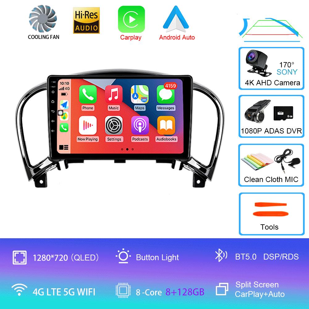 Car Radio Android 14 Carplay Auto For Nissan Juke YF15 2010 2011 2012 2013 2014 Multimedia Player WIFi+4G DSP 2 DIN Touch Screen
