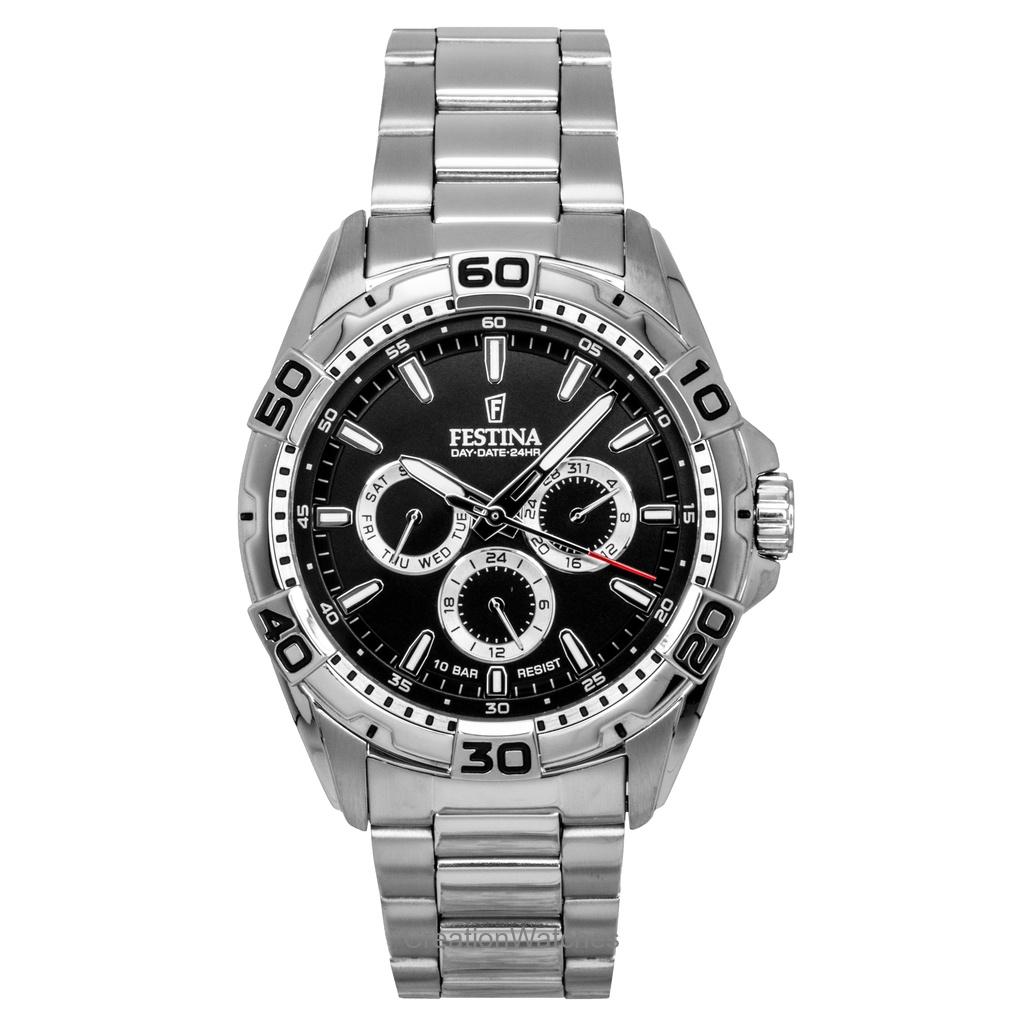 

Festina Нержавеющая сталь Многофункциональный Черный циферблат Кварцевые F20623-4 100M Мужские часы чёрный
