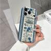 Classic Blue White Border Botanical Art Graphic Film Aesthetic Protective Shockproof Bumper Phone Case For iPhone 13 14 15 16 17 Pro Max Plus