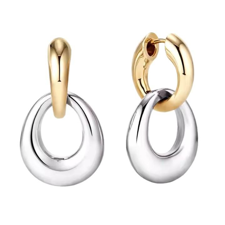 Vintage Heavy Duty Interlocking Hoop Earrings Lightweight Luxury Elegant Exquisite Versatile Drop Earrings