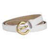 Round Pinhole Thin Belt, Denim Casual Pants, High-End Exterior Decoration Pu Belt
