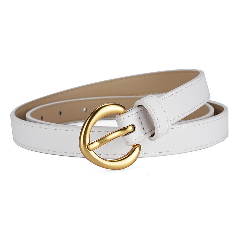 Round Pinhole Thin Belt, Denim Casual Pants, High-End Exterior Decoration Pu Belt
