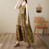 DIMANAF Plus Size Dress Summer Women Vintage Linen Elegant Style Sleeveless Floral Loose New Long Dress 8020