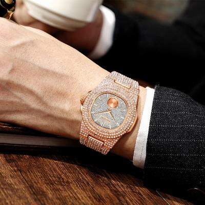 Hip Hop Herrenuhren Wasserdicht Mode Quarz Armbanduhr Iced Out Kristall Zifferblatt Bling Reloj Hombre Unisex