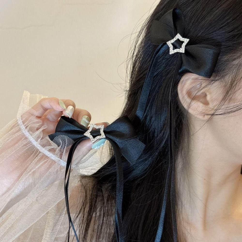 

Элегантный корейский стиль, зажим в виде утконоса, головной убор со звездами и кристаллами, женский зажим для волос Y2K, зажим для волос с бантом, зажим в виде утконоса