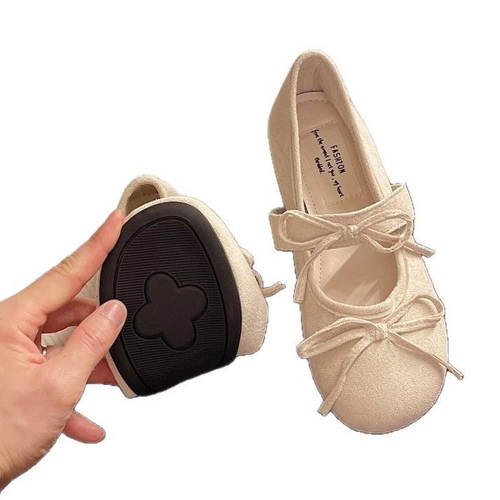 Pink Mary Jane 2025 early spring new ballet bow women's single shoes low-top flat women's shoes comfortable one pedal