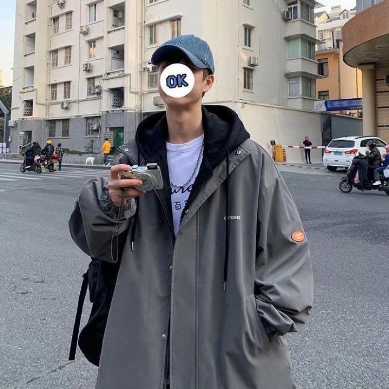Fake Two-piece Jacket Fat Man Ins Handsome Hooded Jacket Men's Spring and Autumn Korean Version Large Size Loose Student Clothes