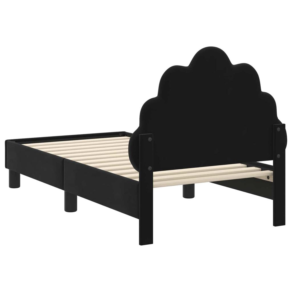 Kids Bed Frame with Headboard Black 70 x 140 cm Velvet