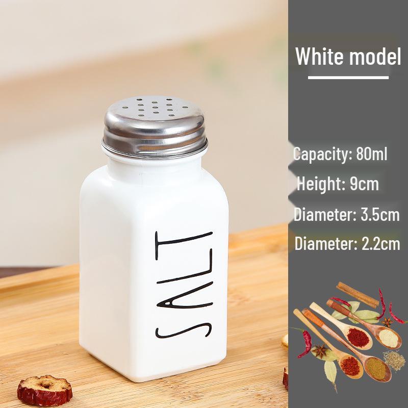 Black & White Square Glass Seasoning Bottles Set - BBQ, Pepper & Kitchen Spice Containers (80 Bottles)