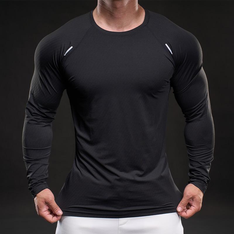 New Quick-drying Ice Silk Long-sleeved T-shirt Men's Casual Sports Fitness Outdoor T-shirt Top Men