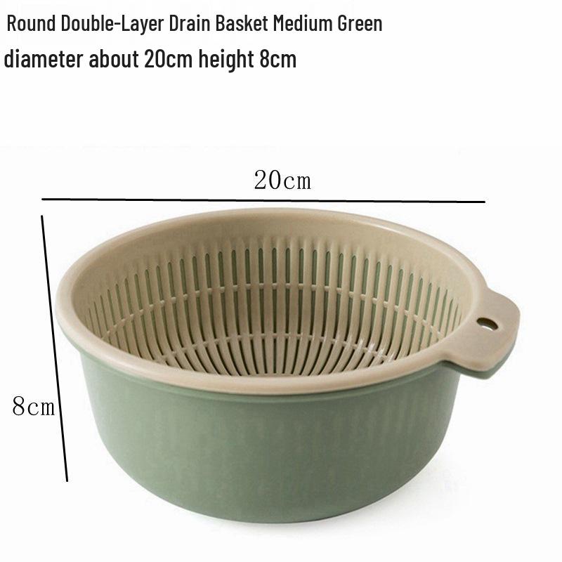 Hui Si Dual-Layer Kitchen Colander and Storage Basket for Fruits and Vegetables