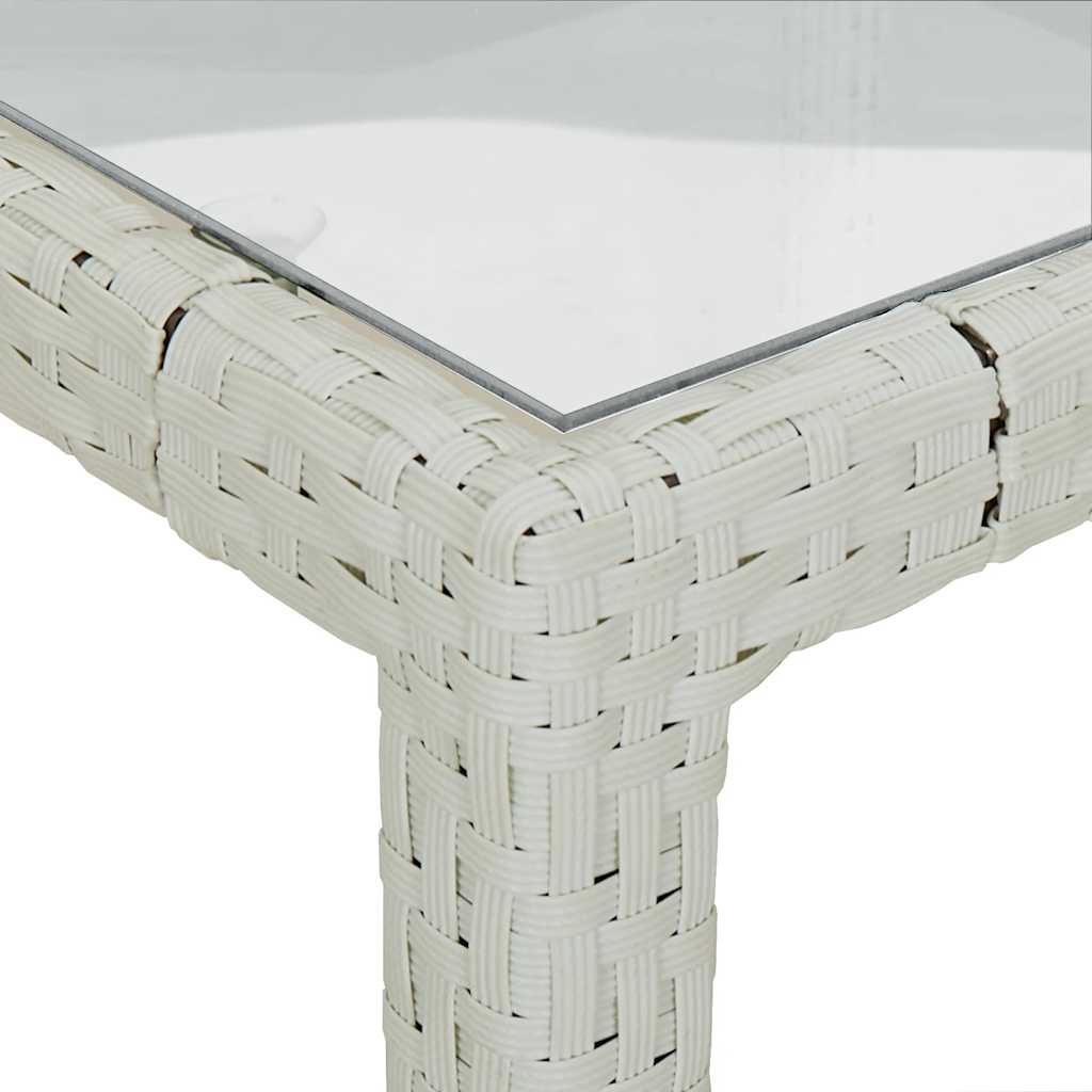 Vidaxl Stół Ogrodowy, 150X90X75 Cm, Szkło I Rattan Pe, Biały