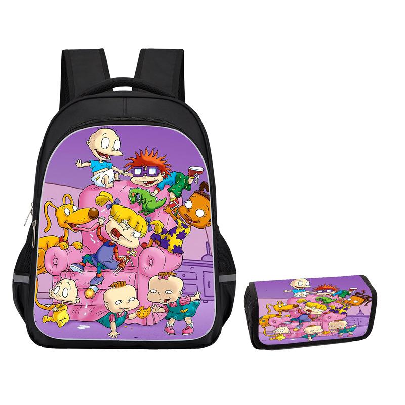 Rugrats High Definition Printing Oxford Leisure Spine Care Burden Reduction Storage Box Pencil Case Large Capacity Schoolbag