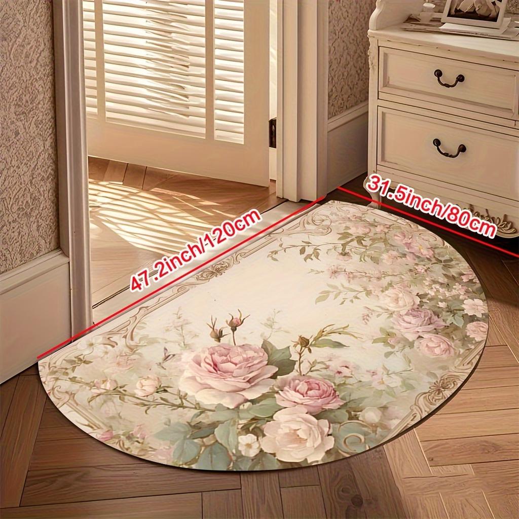 1 szt. Złoty Welurowy Print z Diamentami Półokrągła Mata Powitalna Antypoślizgowa na Zewnątrz Taras Ganek Kuchnia Łazienka Wejście Mata Podłogowa