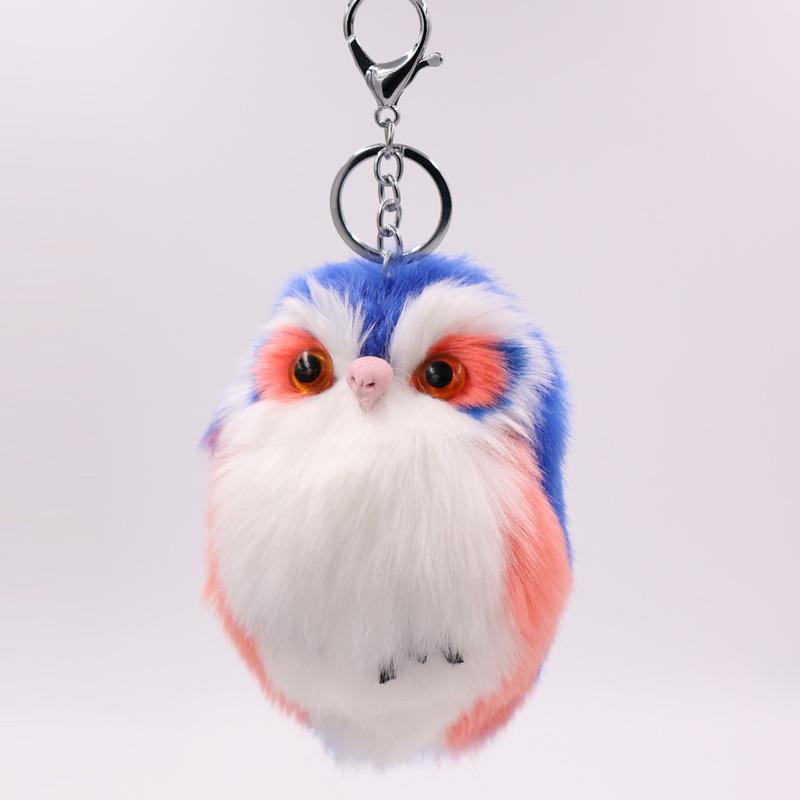 Stylish Faux Rabbit Fur Owl Keychain: Cute Plush Animal Bag & Car Pendant