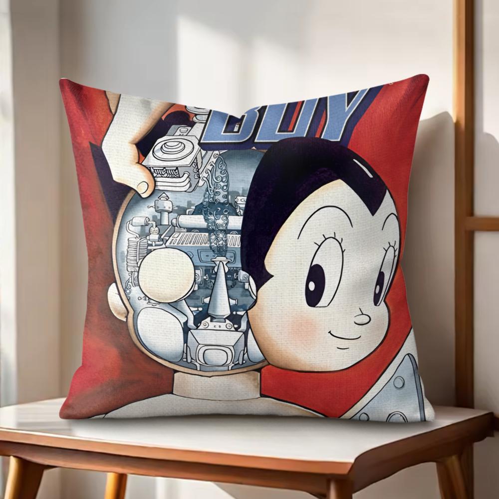 Anime Comic AAstro Boy Cushion Cover Natural Linen Organic Fabric DoubleSided Printing Couch Pillow Covers Home Decor