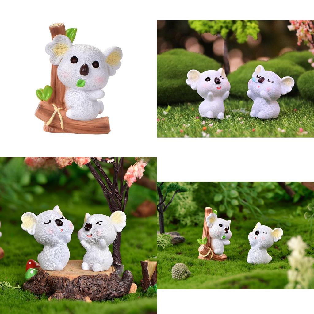 Cartoon Style Resin Koala Figurine Lovely Micro Landscape Diy Decor Crystal Ball Ornament