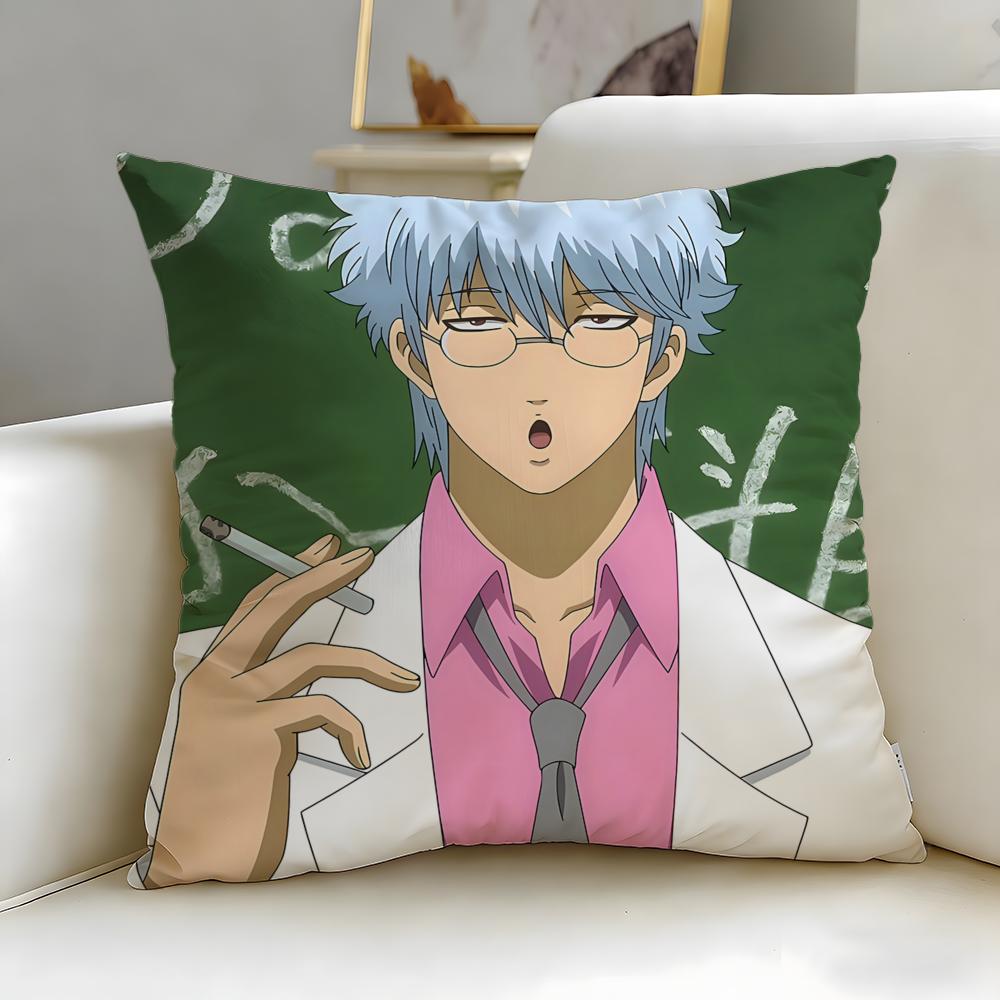 classic anime Gintama Cushion Cover Soft  EasyWash Pillow Case  Versatile for Couch Bed Travel and Office