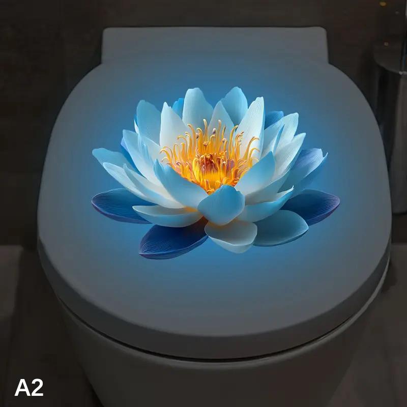 Selbstklebender Lotus Leuchtet-im-Dunkeln Toilettenaufkleber Badezimmer Toilettendeckel Dekoration Ambiente Dekorativer Aufkleber Wanddekor Abziehbild