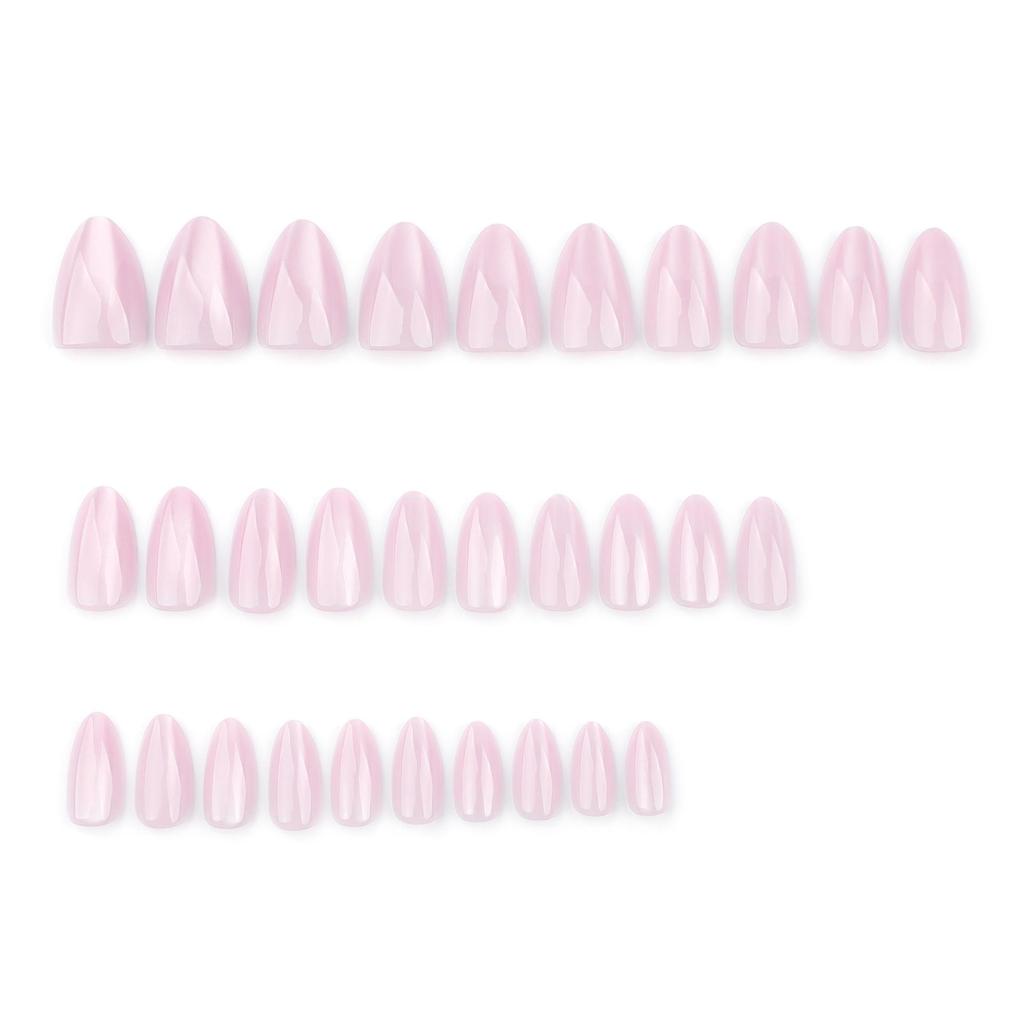 Flashing Pure Color Cat Eye Short Almond Press-On Nails – Popular Removable Nail Tips