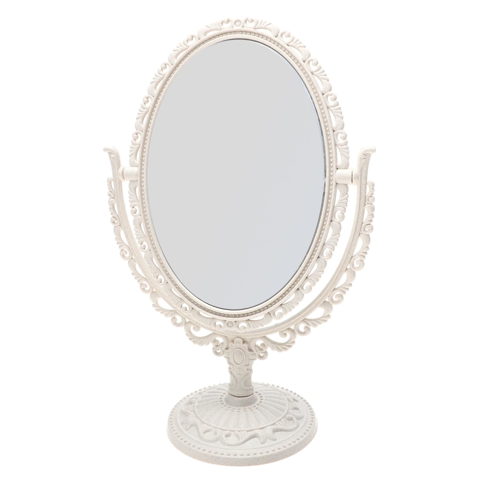 

FRCOLOR Настольная подставка для туалетного столика Антикварная Свободно регулируемая Настольная подставка для макияжа Зеркало Принцессы Овальное, Двустороннее зеркало, Зеркало, Стиль, Вращающееся, бежевый