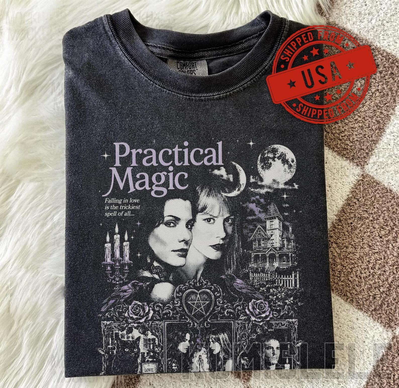 Vintage Practical Magic Shirt, Sally Gillian Owens T-Shirt, 90s Bootleg Witch Movie Graphic Tee, Whimsigoth Spooky Season Apparel M
