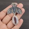 Natural Coffee Bean Jasper Gemstone 925 Sterling Silver Jewelry  Pendant 2.64" AJP-2366