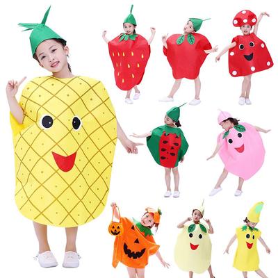 Fantasias de Frutas e Vegetais para Crianças: Morango, Abacaxi, Uva, Pimenta, Banana para Apresentações de Jardim de Infância