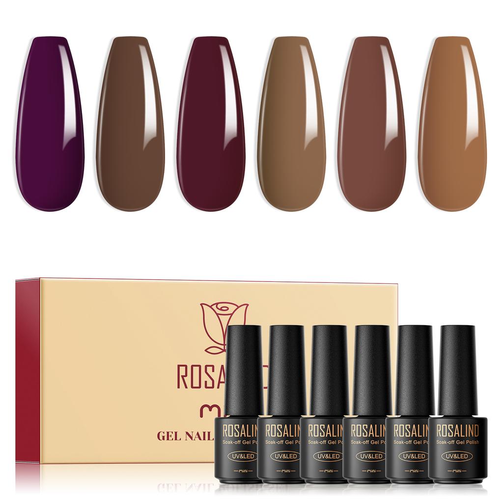 ROSALIND Gel Nail Polish Set 6pcs/Lot Nail Art Gel Polish Semi Permanent Gel Varnish Hybrid Soak Off UV Lamp Base Top Coat Gel Polish Kit