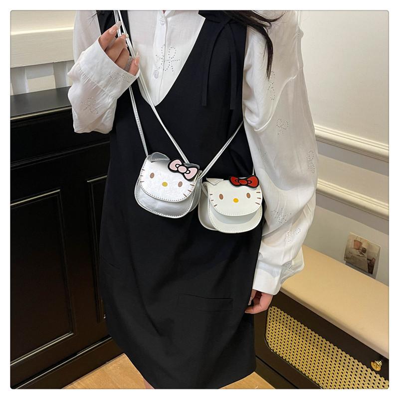 Hello Kitty Mini Bag for Girls Cute Cartoon Cat Shoulder Crossbody Bag Small Square Coin Purse KTB