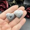 2pcs Stainless Steel Heart Box Vintage Reliquary Pendant Photo Locket DIY Necklace Handicraft Charm Jewelry Making Supplies