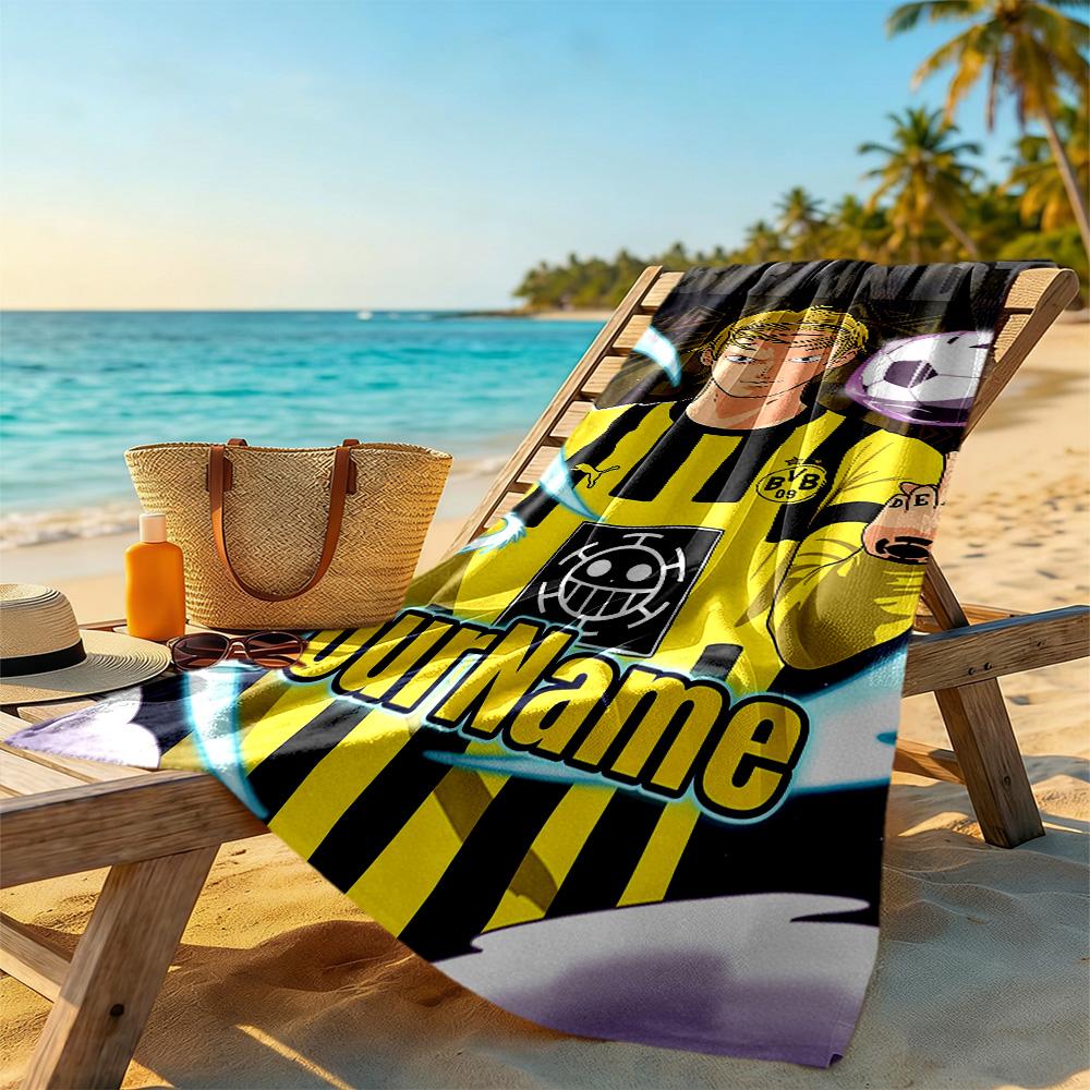Borussia Dortmund Customized Name Beach Towel Soft Durable Quick-Dry Ideal for Travel Outdoor Swim Pool Yoga Surf Camping Hiking Gym Gift Holiday