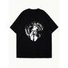 Oversized T Shirt Dress Black Dog Skull Print Casual Wear For Women Street Style Fashion Statement Piece