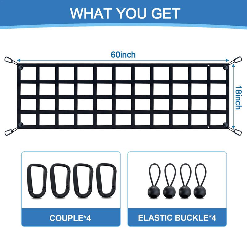 Cargo Truck Tailgate Net UV-Protected Net Cargo Mesh For Truck Tailgate Weatherproof Storage Cargo Netting With Carabiner Hooks