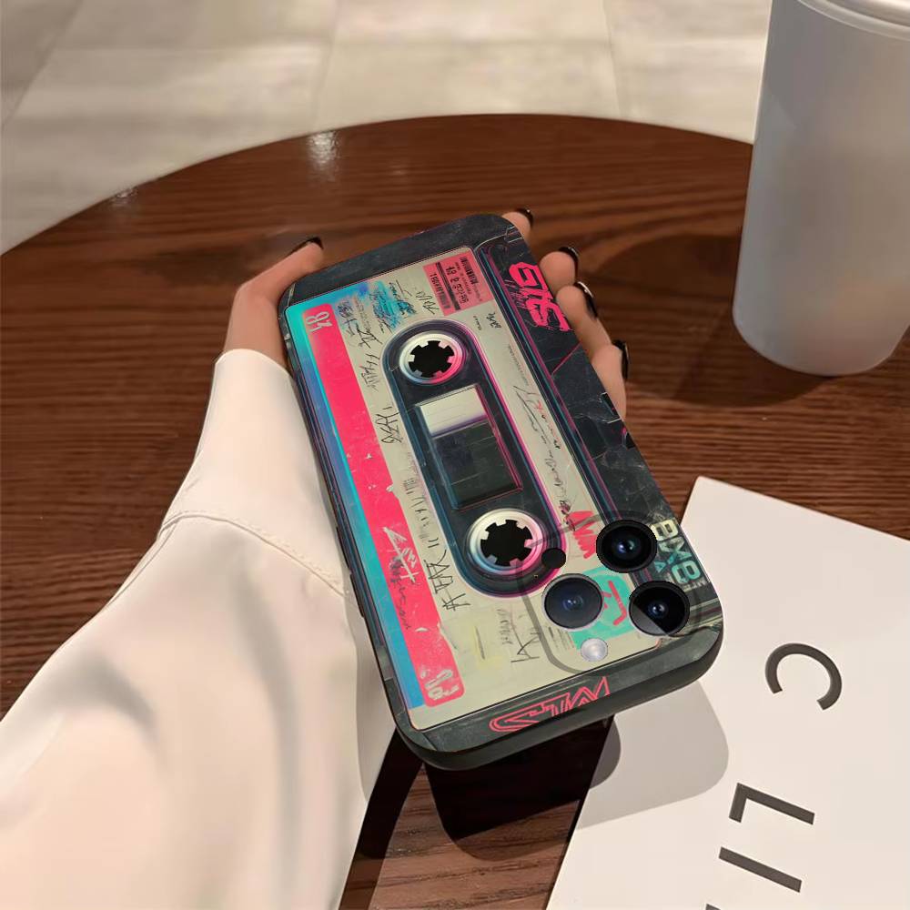 Vintage Cassette Tape Retro Phone Case for iPhone 17 Air 16 15 11 12 14 13 Pro Max Shockproof Cover