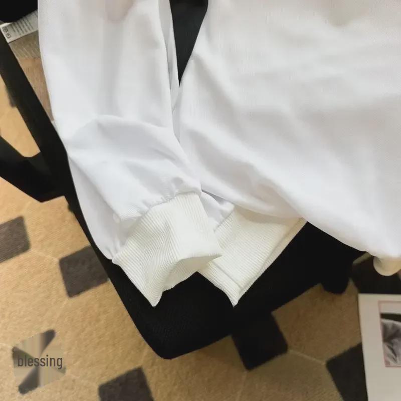 Men's Retro Color-Block Polo Collar Sweatshirt for Spring/Autumn 