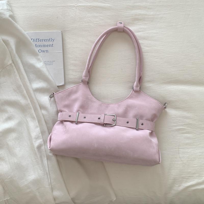 Solid Color Shoulder Bag with Buckle Strap Design Stylish Crossbody Bag for Daily Fashion Use