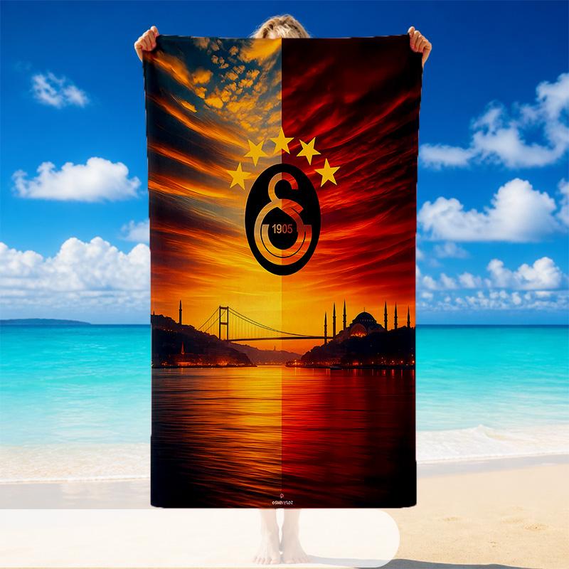 Quick Dry Beach Towel Galatasaray Pattern, Lightweight Absorbent Towel for Pool Beach Vacation Use