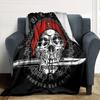 1pc Skull Art Throw Blanket Soft Flannel, Cozy All Season Polyester Perfect for Home, Office
